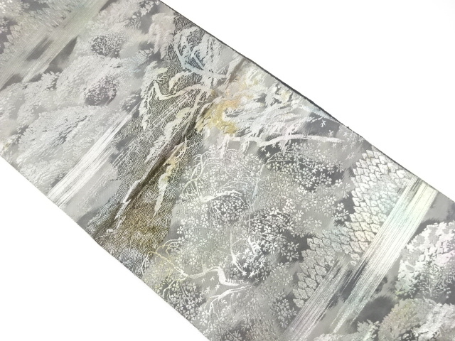 アンティーク　松に桜・霞模様織出し袋帯（材料）